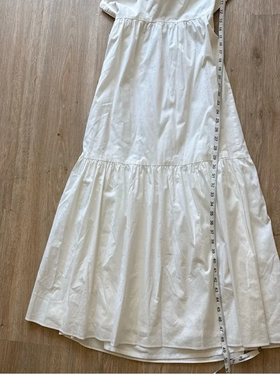 Wayf White Spaghetti-Strap Tiered Maxi Dress With Open Back & Bow Tie Small - Picture 6 of 8